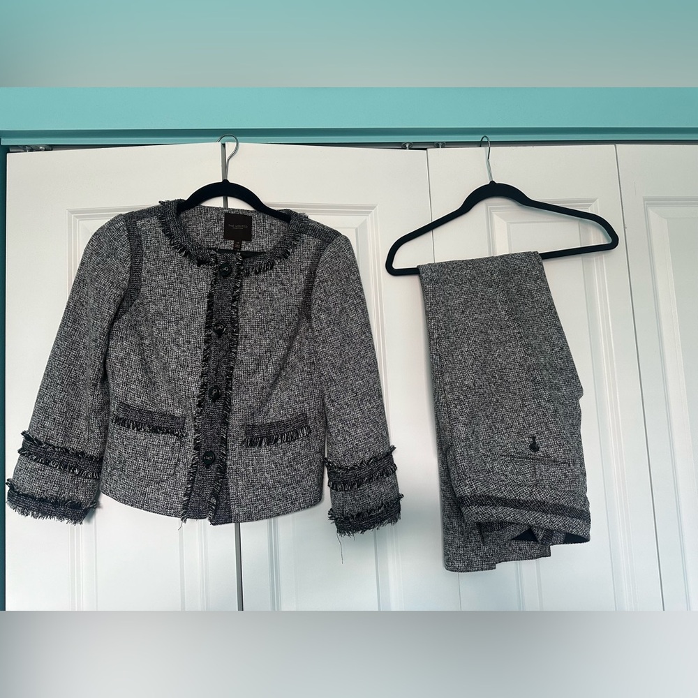 Two piece suit The Limited Fringe Black & White Jacket - Sz XS/Pants - Sz 2
